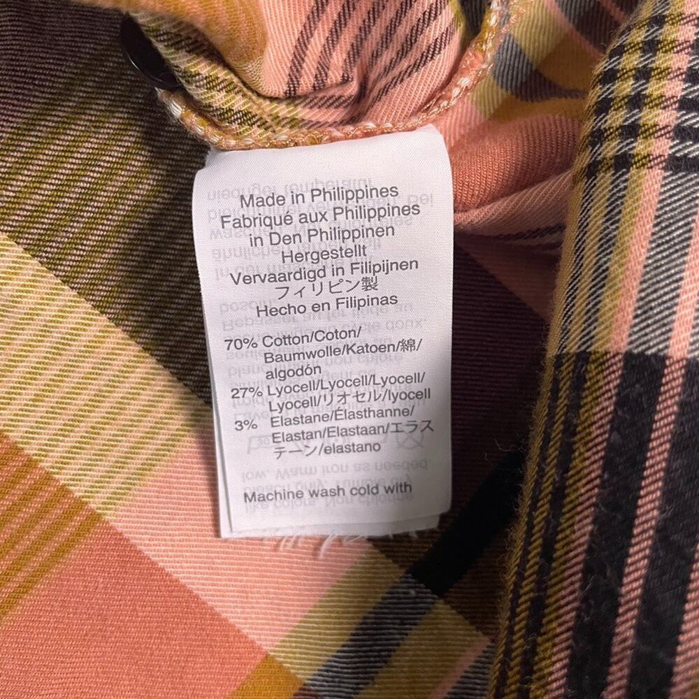 Madewell Plaid Button Down Shirt Womens M Orange Flannel Boyfriend Casual - Picture 7 of 9
